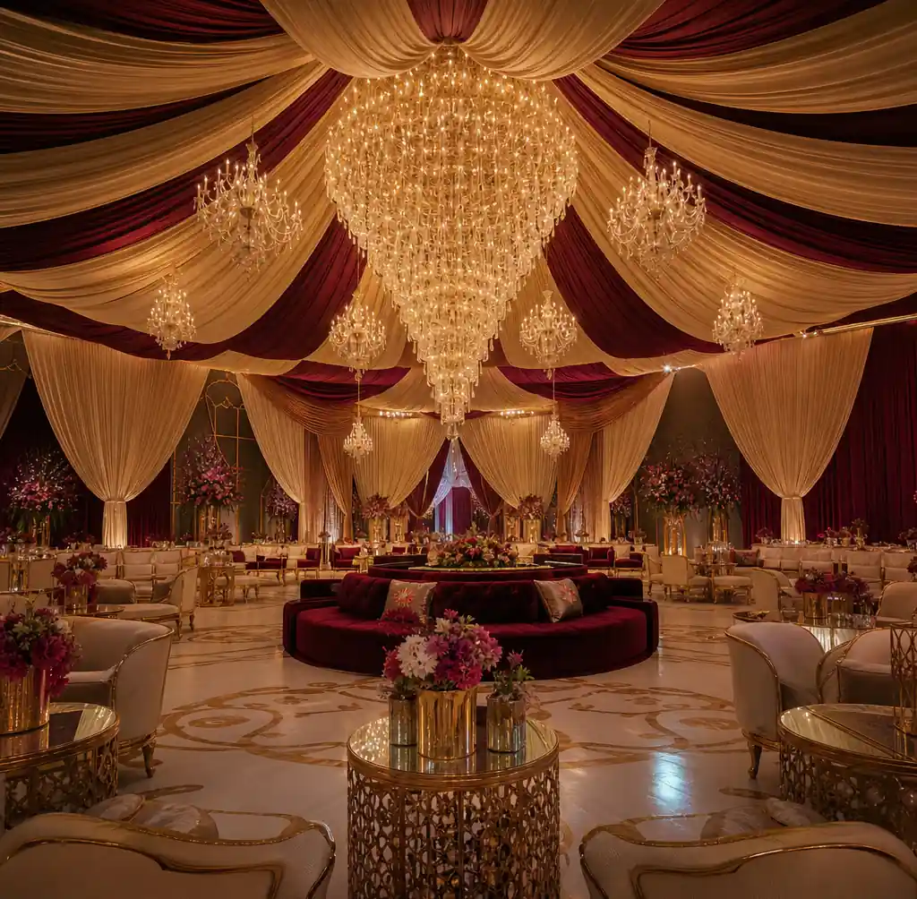 3-luxury-wedding-tent-interior-fabric-draping-chandeliers