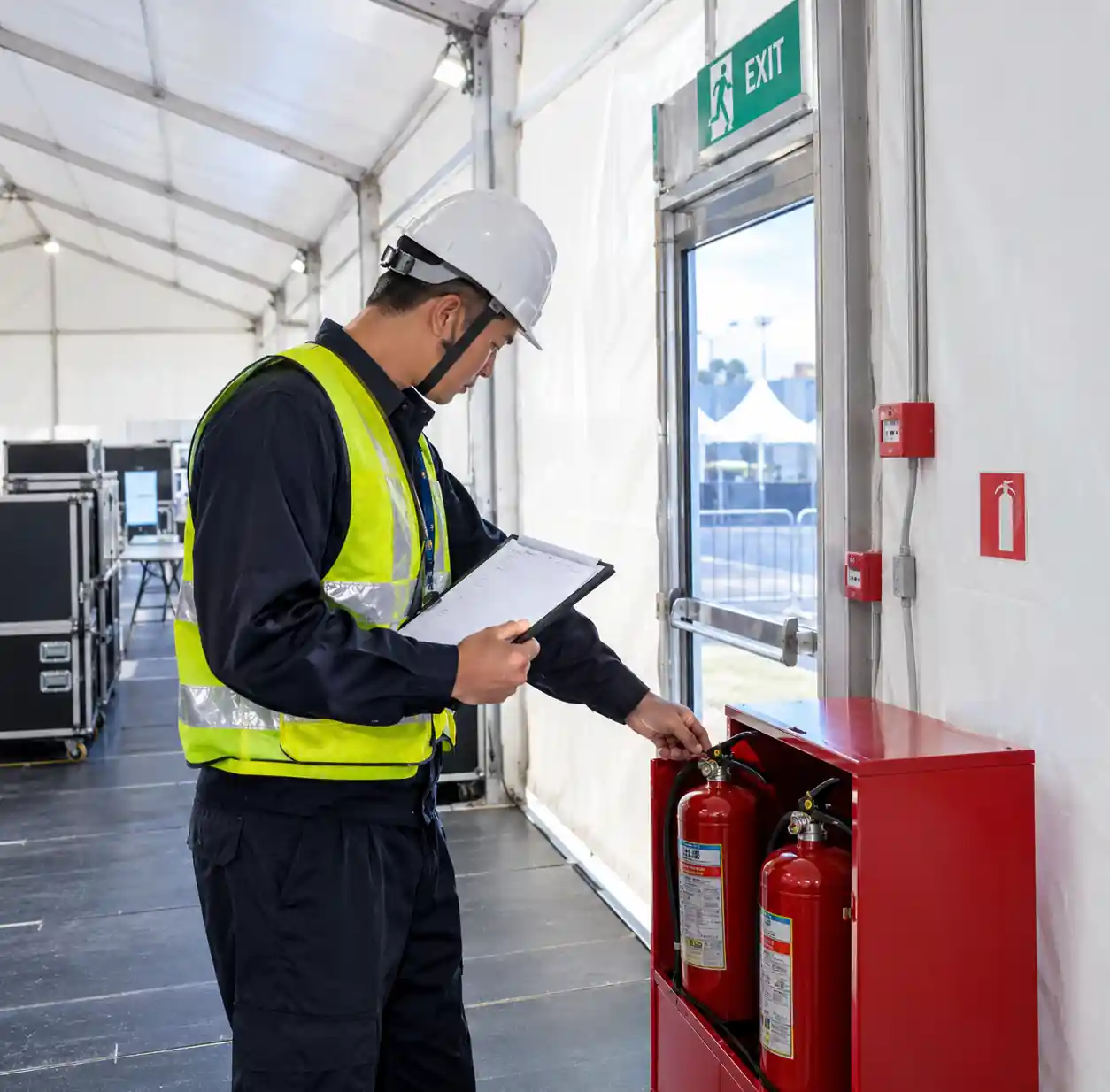 8-safety-inspection-fire-extinguisher-tent-compliance