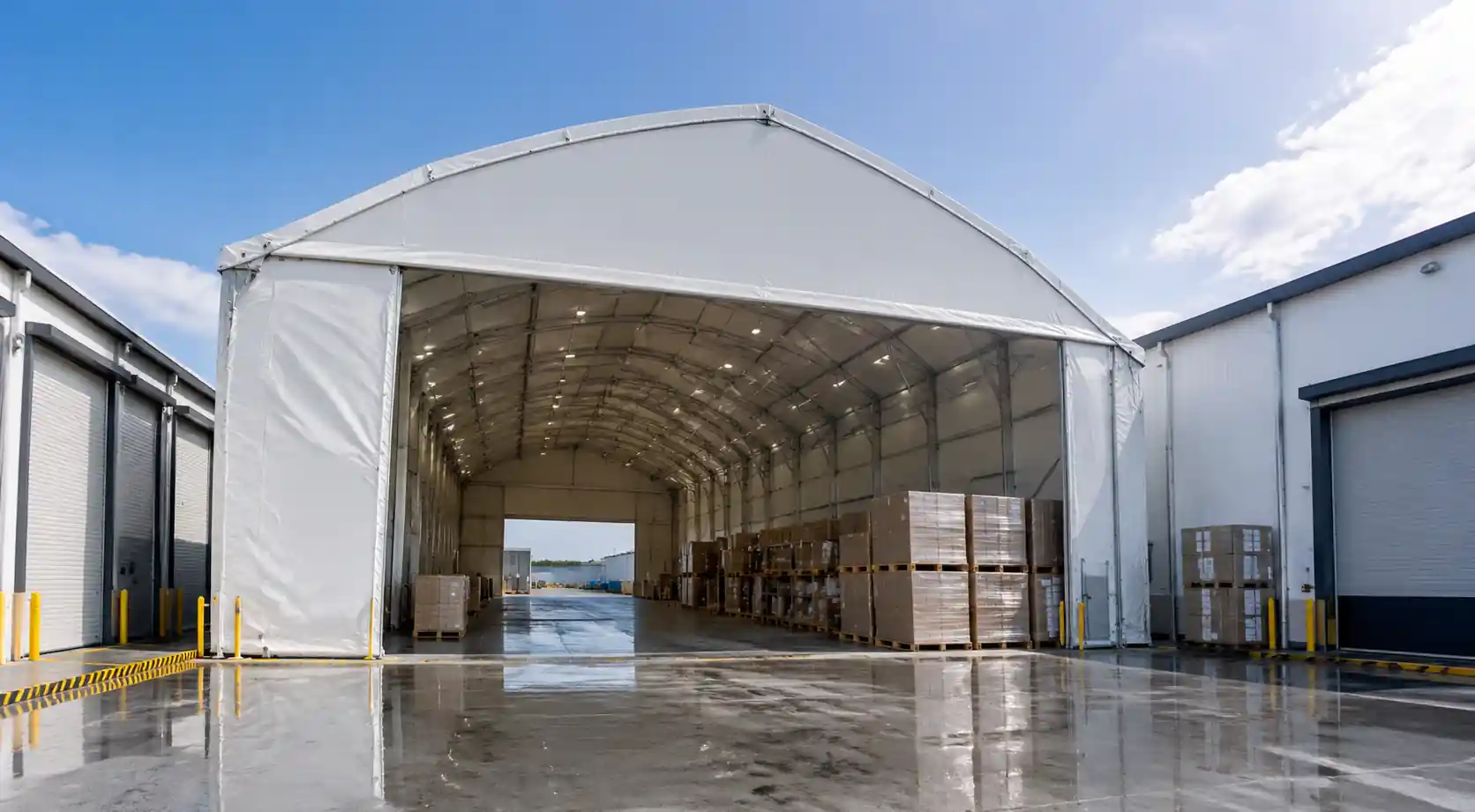 Logistics staging tent distribution center